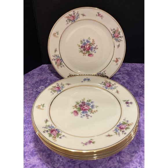 Bavaria‎ Tirschenreuth Germany Queens Rose 4416 Bread Butter Plates Set Of 5 VTG - Picture 1 of 3